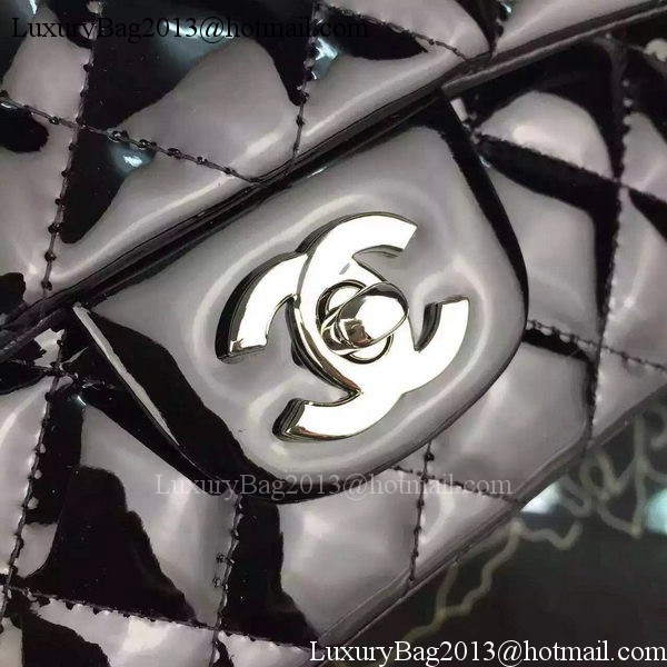 Chanel 2.55 Series Double Flap Bag Black Original Patent Leather CF7024 Silver Chanel 2.55 Series Double Flap Bag Black Original Patent Leather CF7024 Silver