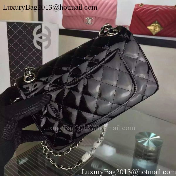 Chanel 2.55 Series Double Flap Bag Black Original Patent Leather CF7024 Silver Chanel 2.55 Series Double Flap Bag Black Original Patent Leather CF7024 Silver