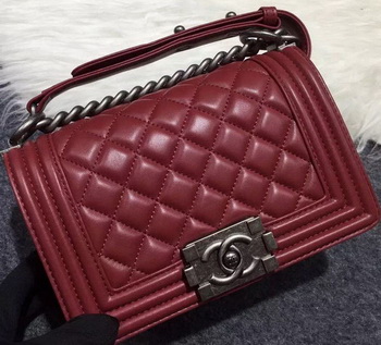 Chanel Boy Flap Shoulder Bag Burgundy Original Sheepskin Leather A67085 Silver Chanel Boy Flap Shoulder Bag Burgundy Original Sheepskin Leather A67085 Silver