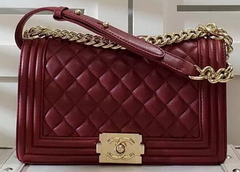 Chanel Boy Flap Shoulder Bag Burgundy Original Sheepskin Leather A67086 Gold Chanel Boy Flap Shoulder Bag Burgundy Original Sheepskin Leather A67086 Gold