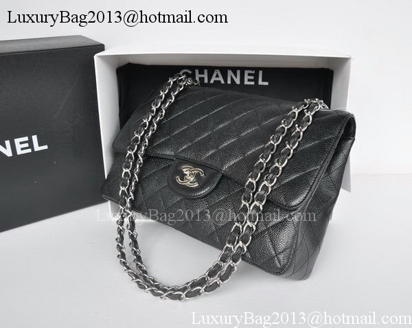 Chanel Jumbo Double Flaps Bag Black Cannage Pattern A36097 Silver Chanel Jumbo Double Flaps Bag Black Cannage Pattern A36097 Silver