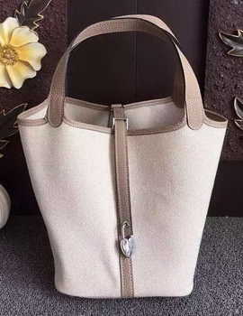 Hermes Picotin Lock 18cm Bag Canvas HPL8618T Grey Hermes Picotin Lock 18cm Bag Canvas HPL8618T Grey