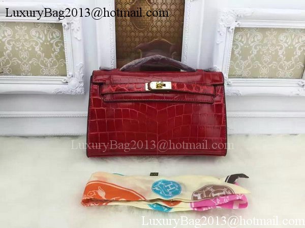 Hermes MINI Kelly 22cm Tote Bag Croco Leather KL22 Burgundy Hermes MINI Kelly 22cm Tote Bag Croco Leather KL22 Burgundy