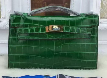 Hermes MINI Kelly 22cm Tote Bag Croco Leather KL22 Green Hermes MINI Kelly 22cm Tote Bag Croco Leather KL22 Green