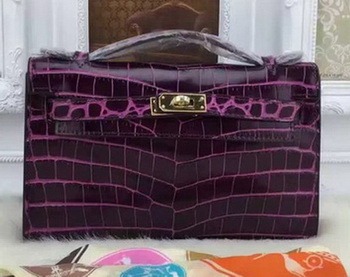 Hermes MINI Kelly 22cm Tote Bag Croco Leather KL22 Purple Hermes MINI Kelly 22cm Tote Bag Croco Leather KL22 Purple