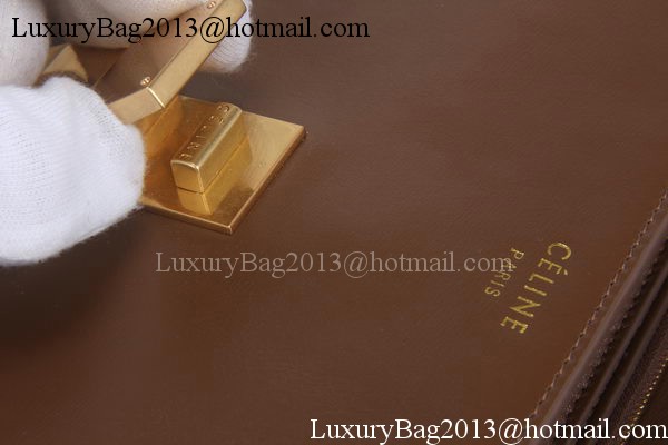 Celine Classic Box Flap Bag Calfskin Leather C3369 Brown Celine Classic Box Flap Bag Calfskin Leather C3369 Brown