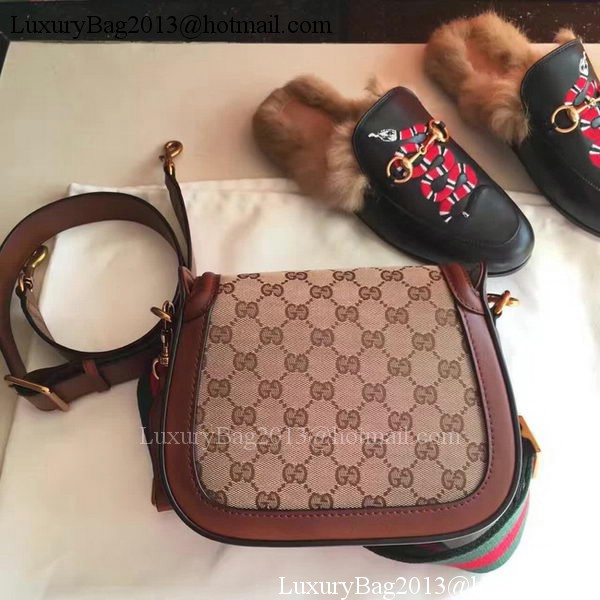 Gucci Lady Web GG Canvas Shoulder Bag 383821 Brown