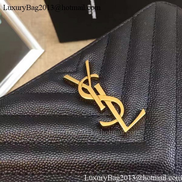 Yves Saint Laurent Monogramme Calfskin Leather Zippy Wallet Y38204 Black Yves Saint Laurent Monogramme Calfskin Leather Zippy Wallet Y38204 Black