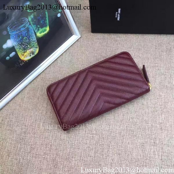Yves Saint Laurent Monogramme Calfskin Leather Zippy Wallet Y38204 Wine Yves Saint Laurent Monogramme Calfskin Leather Zippy Wallet Y38204 Wine
