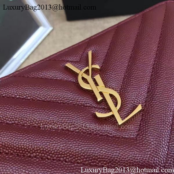 Yves Saint Laurent Monogramme Calfskin Leather Zippy Wallet Y38204 Wine Yves Saint Laurent Monogramme Calfskin Leather Zippy Wallet Y38204 Wine