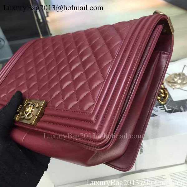 Boy Chanel Flap Bag Wine Original Sheepskin Leather A67088 Gold Boy Chanel Flap Bag Wine Original Sheepskin Leather A67088 Gold