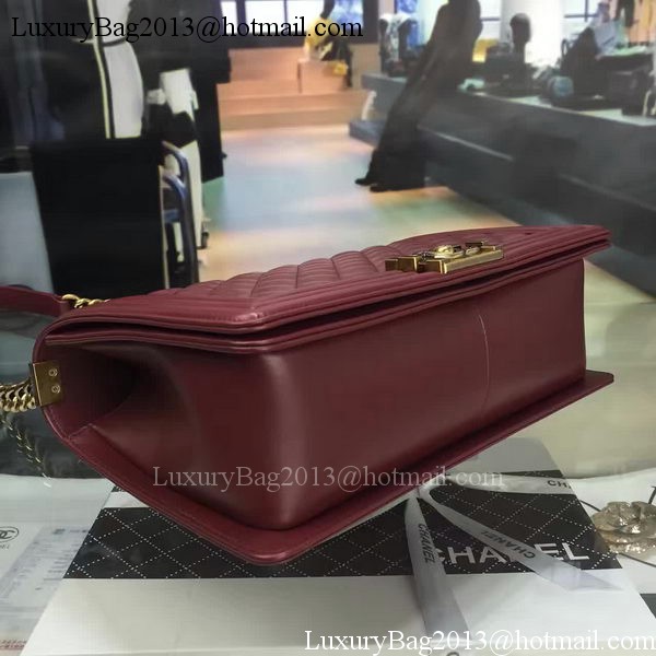 Boy Chanel Flap Bag Wine Original Sheepskin Leather A67088 Gold Boy Chanel Flap Bag Wine Original Sheepskin Leather A67088 Gold