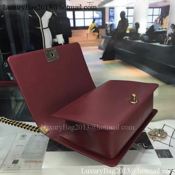 Boy Chanel Flap Bag Wine Original Sheepskin Leather A67088 Gold Boy Chanel Flap Bag Wine Original Sheepskin Leather A67088 Gold