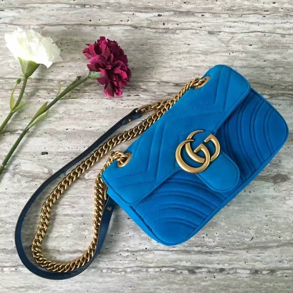 Gucci GG Marmont Suede Leather Mini Shoulder Bag 446744 Blue Gucci GG Marmont Suede Leather Mini Shoulder Bag 446744 Blue