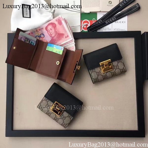 Gucci GG Supreme Canvas Padlock Wallet 453155 Black Gucci GG Supreme Canvas Padlock Wallet 453155 Black