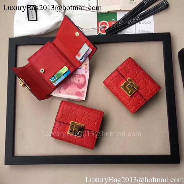 Gucci Signature Leather Padlock Wallet 453155 Red Gucci Signature Leather Padlock Wallet 453155 Red