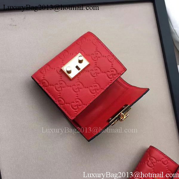 Gucci Signature Leather Padlock Wallet 453155 Red Gucci Signature Leather Padlock Wallet 453155 Red