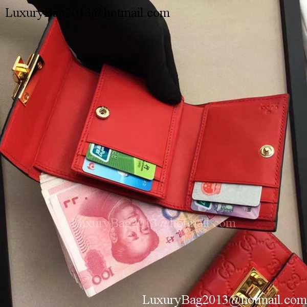 Gucci Signature Leather Padlock Wallet 453155 Red Gucci Signature Leather Padlock Wallet 453155 Red