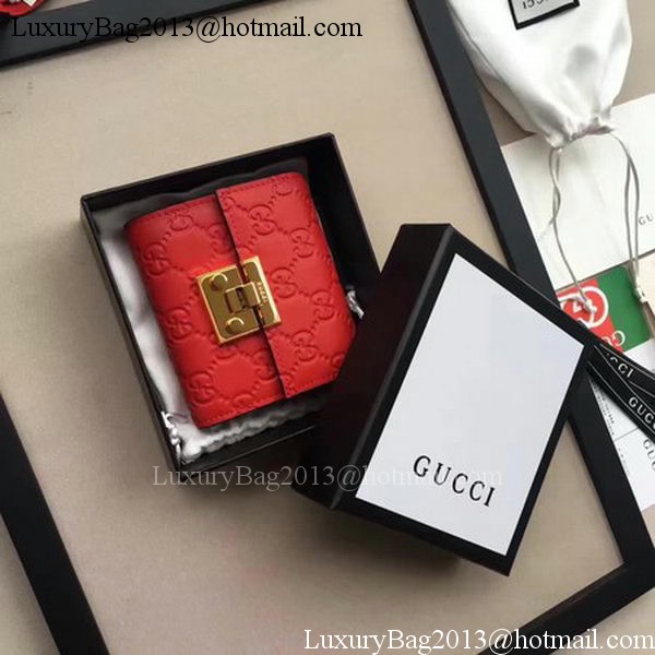 Gucci Signature Leather Padlock Wallet 453155 Red Gucci Signature Leather Padlock Wallet 453155 Red