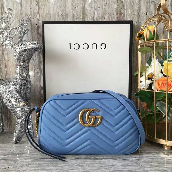 Gucci GG Marmont Matelasse Shoulder Bag 447632A Blue Gucci GG Marmont Matelasse Shoulder Bag 447632A Blue