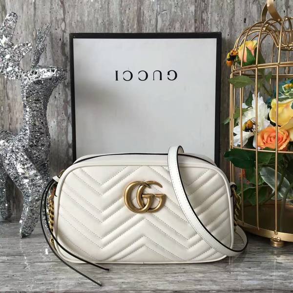 Gucci GG Marmont Matelasse Shoulder Bag 447632A White Gucci GG Marmont Matelasse Shoulder Bag 447632A White