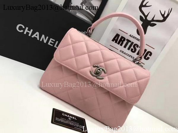 Chanel Classic Top Handle Bag Pink Sheepskin Leather A92991 Silver Chanel Classic Top Handle Bag Pink Sheepskin Leather A92991 Silver
