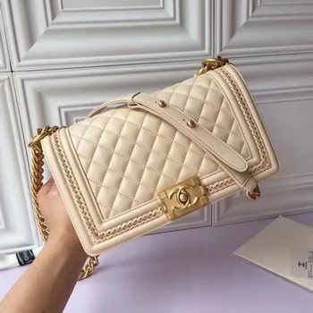 Boy Chanel Flap Shoulder Bag Original Sheepskin Leather A67086 Apricot Boy Chanel Flap Shoulder Bag Original Sheepskin Leather A67086 Apricot
