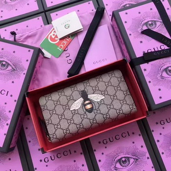 Gucci Bee Print GG Supreme Zip Around Wallet 451273 BEE Gucci Bee Print GG Supreme Zip Around Wallet 451273 BEE