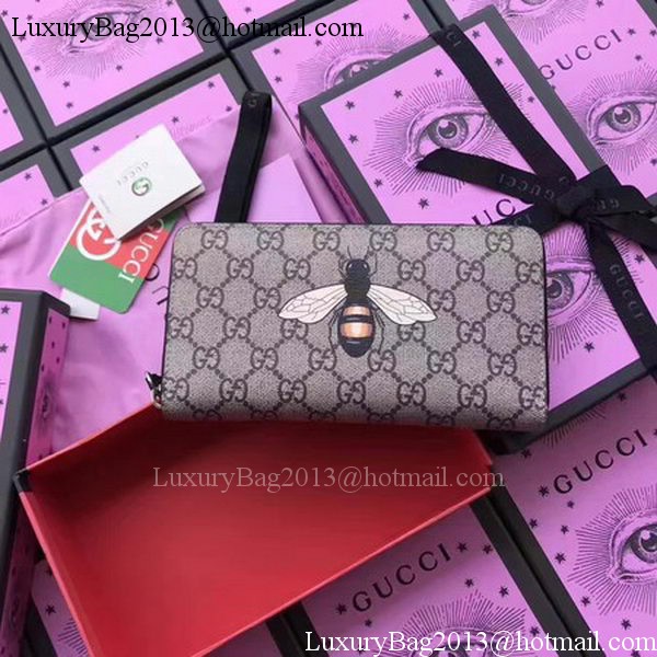 Gucci Bee Print GG Supreme Zip Around Wallet 451273 BEE Gucci Bee Print GG Supreme Zip Around Wallet 451273 BEE