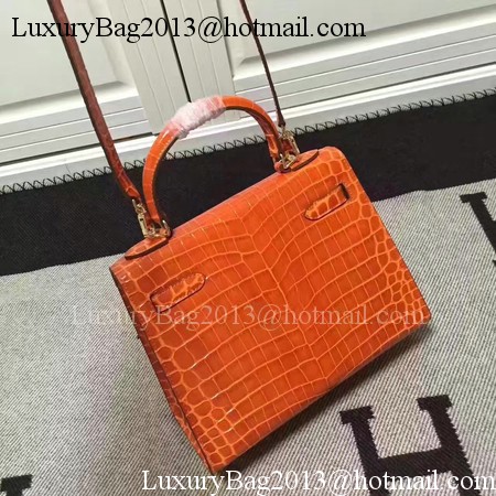 Hermes Kelly 28cm Shoulder Bag Croco Leather K28 Orange Hermes Kelly 28cm Shoulder Bag Croco Leather K28 Orange