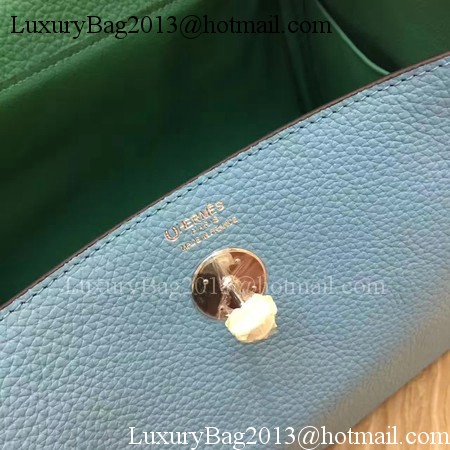 Hermes Lindy 30CM Original Leather Shoulder Bag LD30 Blue&Green Hermes Lindy 30CM Original Leather Shoulder Bag LD30 Blue&Green