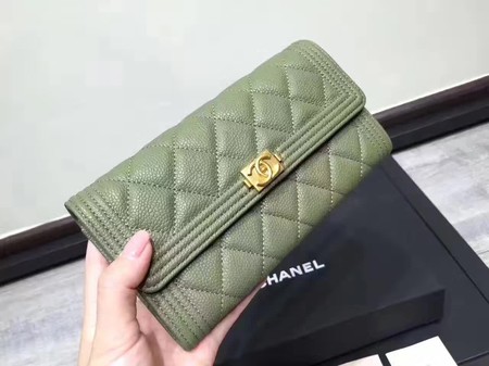 Chanel Boy Matelasse Long Wallet Cannage Pattern CHA5263 Green Chanel Boy Matelasse Long Wallet Cannage Pattern CHA5263 Green