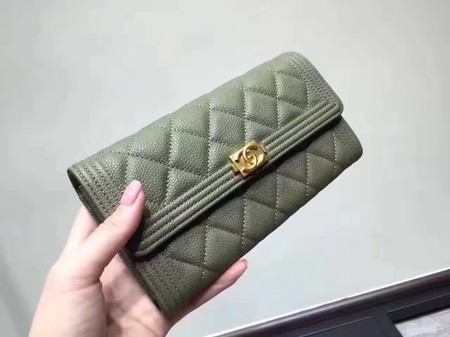 Chanel Boy Matelasse Long Wallet Cannage Pattern CHA5263 Green Chanel Boy Matelasse Long Wallet Cannage Pattern CHA5263 Green