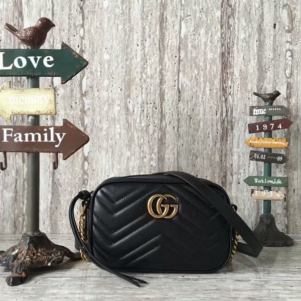 Gucci GG Marmont Matelasse Mini Shoulder Bag 448065A Black Gucci GG Marmont Matelasse Mini Shoulder Bag 448065A Black
