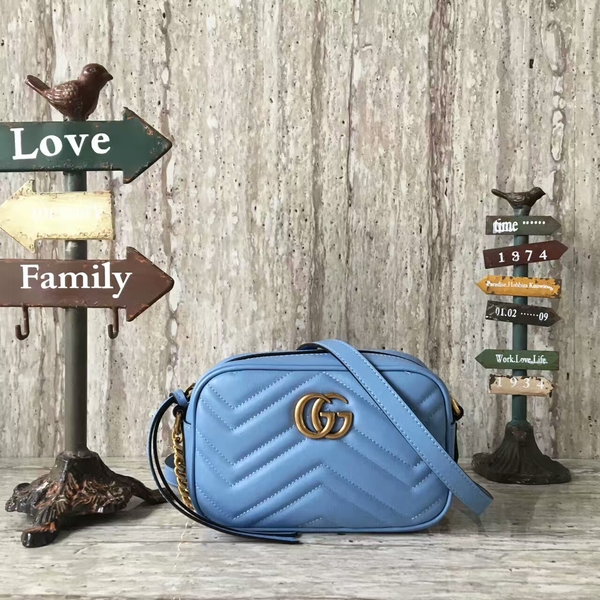 Gucci GG Marmont Matelasse Mini Shoulder Bag 448065A Blue Gucci GG Marmont Matelasse Mini Shoulder Bag 448065A Blue