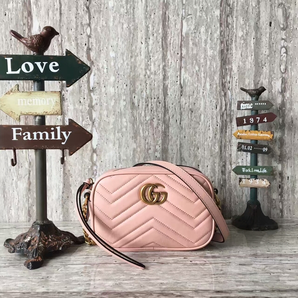 Gucci GG Marmont Matelasse Mini Shoulder Bag 448065A Pink Gucci GG Marmont Matelasse Mini Shoulder Bag 448065A Pink