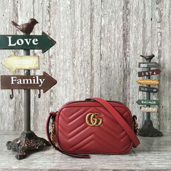 Gucci GG Marmont Matelasse Mini Shoulder Bag 448065A Red Gucci GG Marmont Matelasse Mini Shoulder Bag 448065A Red
