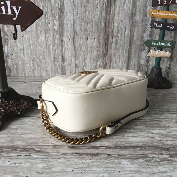 Gucci GG Marmont Matelasse Mini Shoulder Bag 448065A White Gucci GG Marmont Matelasse Mini Shoulder Bag 448065A White