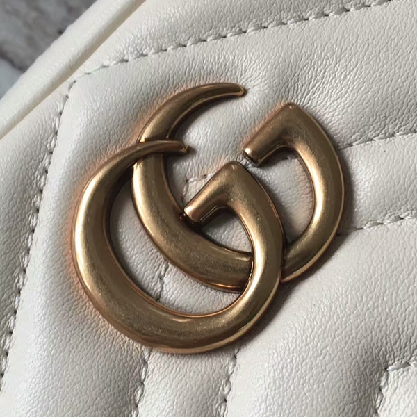 Gucci GG Marmont Matelasse Mini Shoulder Bag 448065A White Gucci GG Marmont Matelasse Mini Shoulder Bag 448065A White