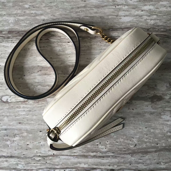 Gucci GG Marmont Matelasse Mini Shoulder Bag 448065A White Gucci GG Marmont Matelasse Mini Shoulder Bag 448065A White
