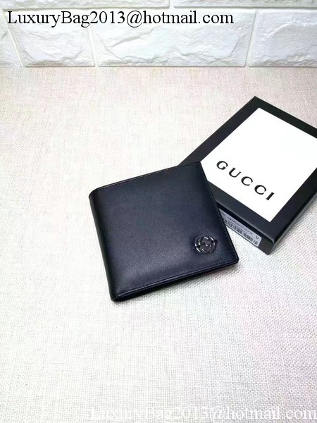 Gucci Calfskin Leather Bi-fold Wallet 256334 Black Gucci Calfskin Leather Bi-fold Wallet 256334 Black