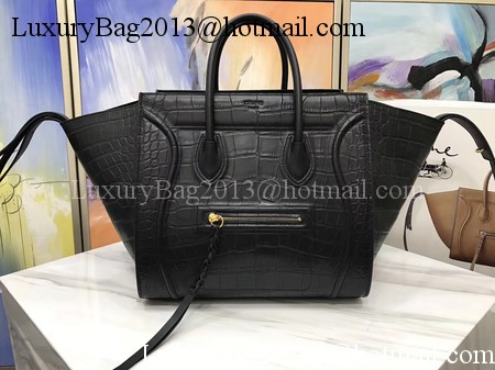 Celine Luggage Phantom Tote Bag Croco Leather CT3372 Black Celine Luggage Phantom Tote Bag Croco Leather CT3372 Black