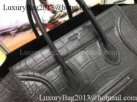 Celine Luggage Phantom Tote Bag Croco Leather CT3372 Black Celine Luggage Phantom Tote Bag Croco Leather CT3372 Black