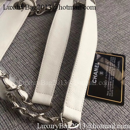 Chanel LE Boy Grand Shopping Tote Bag GST White Cannage Pattern A50995 Silver Chanel LE Boy Grand Shopping Tote Bag GST White Cannage Pattern A50995 Silver