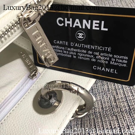 Chanel LE Boy Grand Shopping Tote Bag GST White Cannage Pattern A50995 Silver Chanel LE Boy Grand Shopping Tote Bag GST White Cannage Pattern A50995 Silver