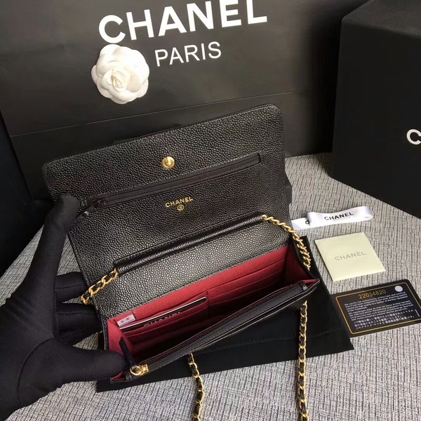 Boy Chanel WOC Flap Bag Original Calfskin Leather CHA6040 Black Boy Chanel WOC Flap Bag Original Calfskin Leather CHA6040 Black
