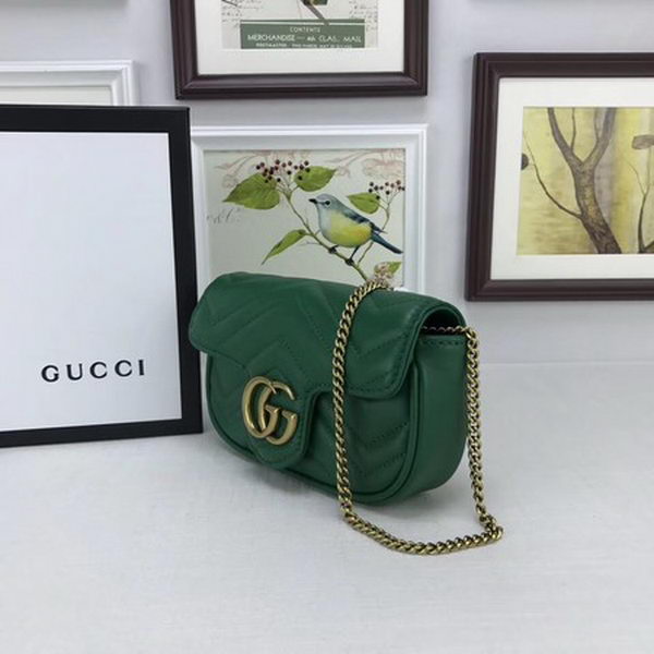 Gucci GG Marmont Matelasse Leather Super Mini Bag 476433 Green Gucci GG Marmont Matelasse Leather Super Mini Bag 476433 Green
