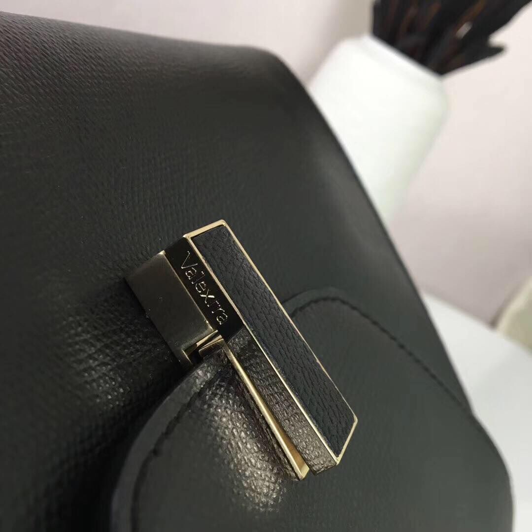 Valextra Calfskin Leather Shoulder Bag 408645 Black