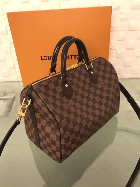 Louis Vuitton Damier Ebene Speedy 30 With Shoulder Strap N41183 Louis Vuitton Damier Ebene Speedy 30 With Shoulder Strap N41183