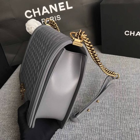 Boy Chanel Flap Shoulder Bag Grey Original Sheepskin Leather A67087 Gold Boy Chanel Flap Shoulder Bag Grey Original Sheepskin Leather A67087 Gold